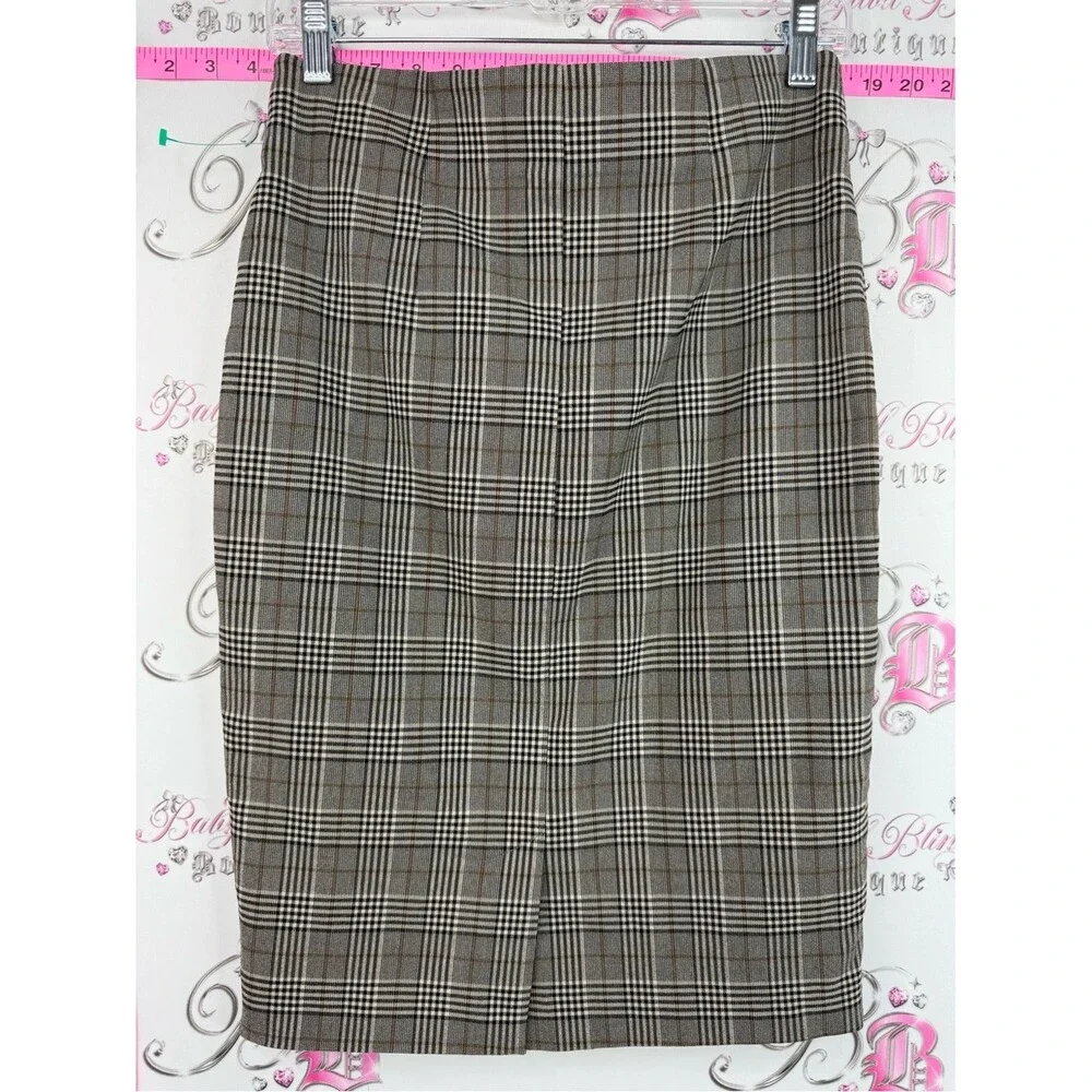 RW&CO. Skirt striped Plaid Pencil Skirt in Brown, Black and Cream